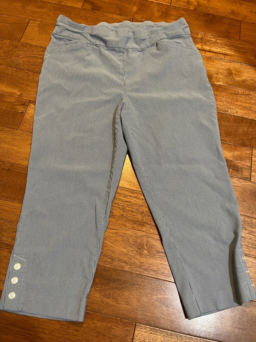 Chicos Light Blue Striped Cropped Pants